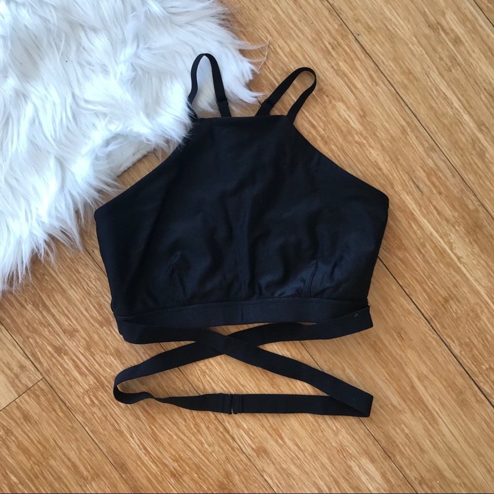 Black Wrap Around Crop Top/Sports Bra